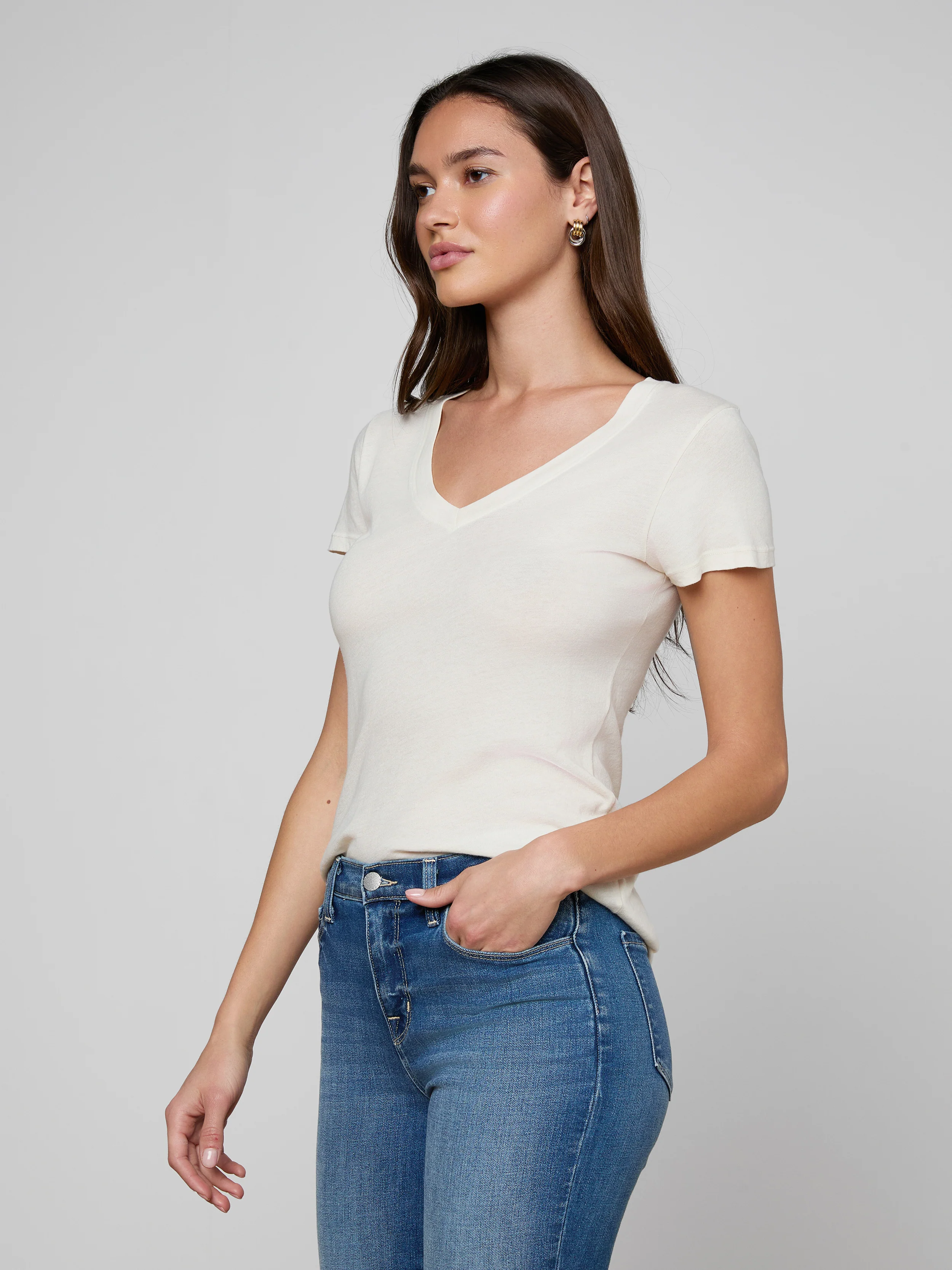 Becca Cotton V-Neck Tee - Image 3